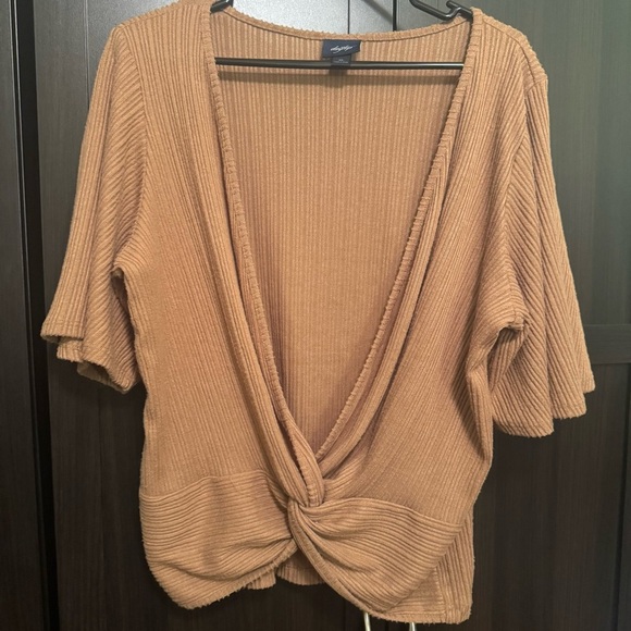 Daytrip Tops - Daytrip Camel Ribbed Knit Top